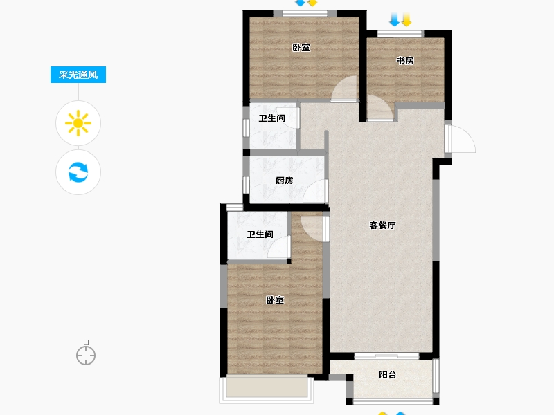 河南省-郑州市-五建新街坊-91.74-户型库-采光通风