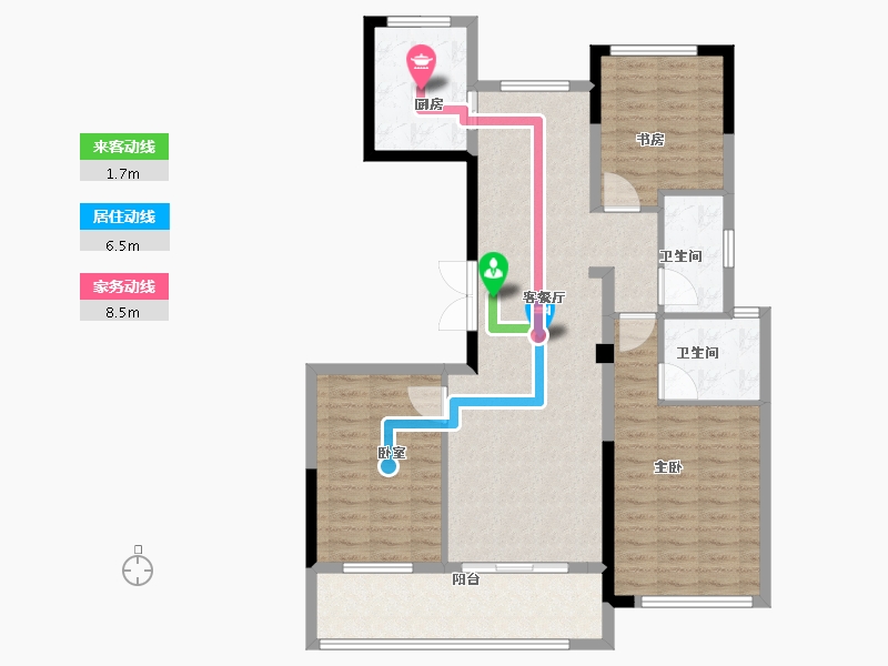 浙江省-宁波市-荣安观江园2期-102.93-户型库-动静线