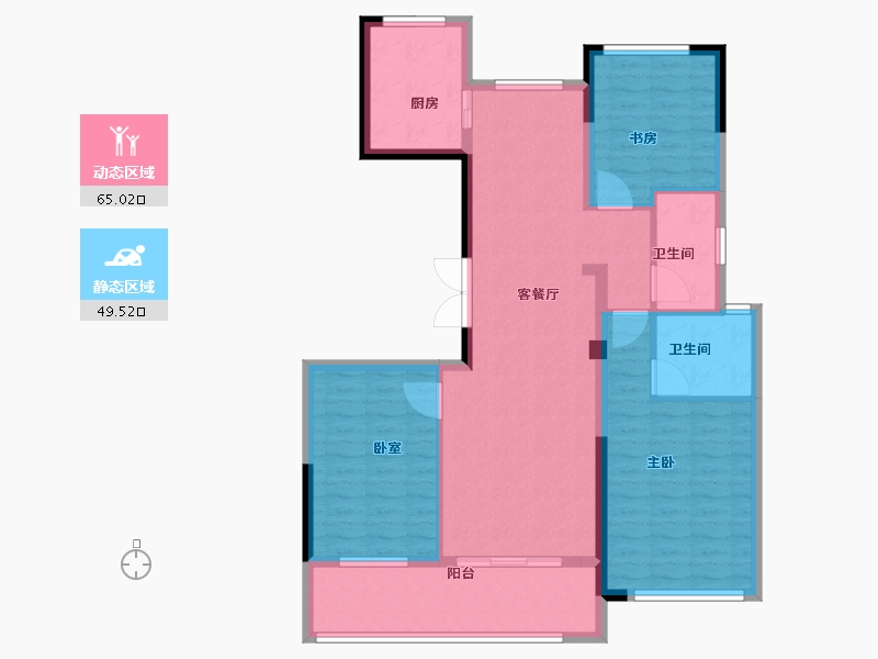 浙江省-宁波市-荣安观江园2期-102.93-户型库-动静分区