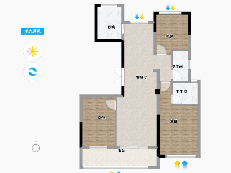 浙江省-宁波市-荣安观江园2期-102.93-户型库-采光通风