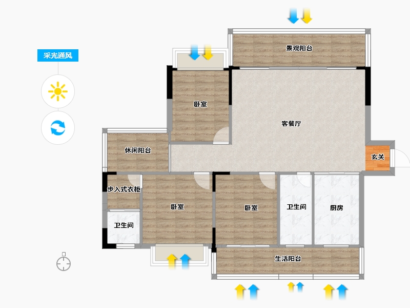 湖南省-邵阳市-江岸景苑二期-117.86-户型库-采光通风