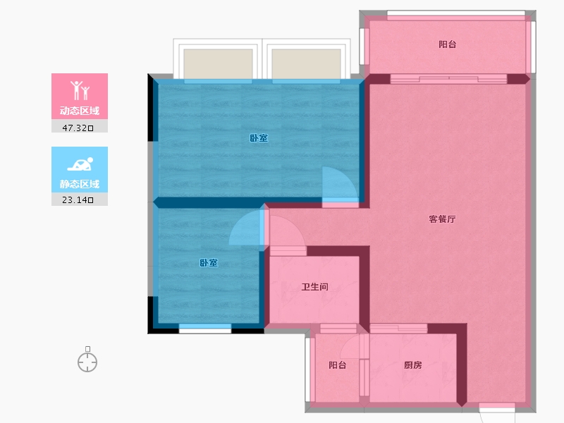 广东省-广州市-翡翠蓝湾璟峰-62.00-户型库-动静分区