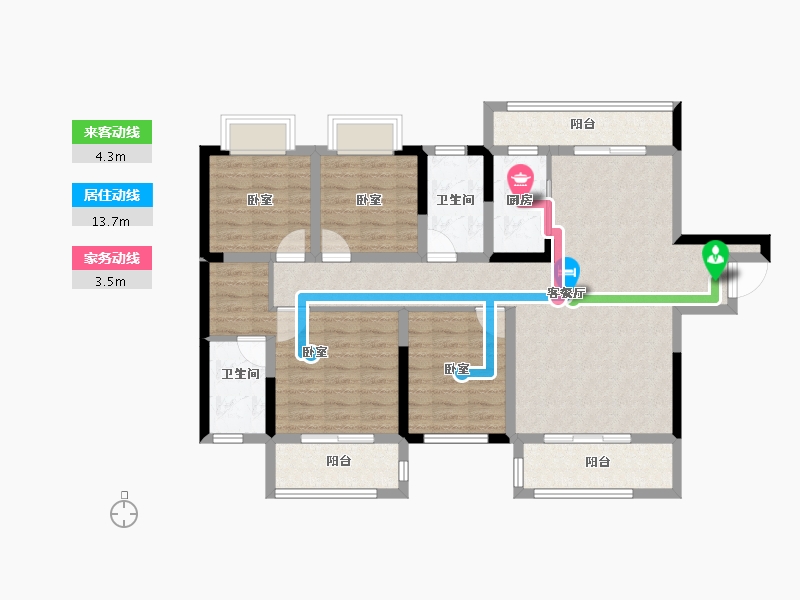 湖南省-长沙市-鑫湘雅韵-106.62-户型库-动静线