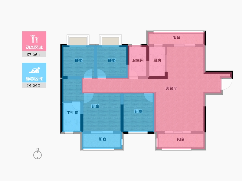 湖南省-长沙市-鑫湘雅韵-106.62-户型库-动静分区