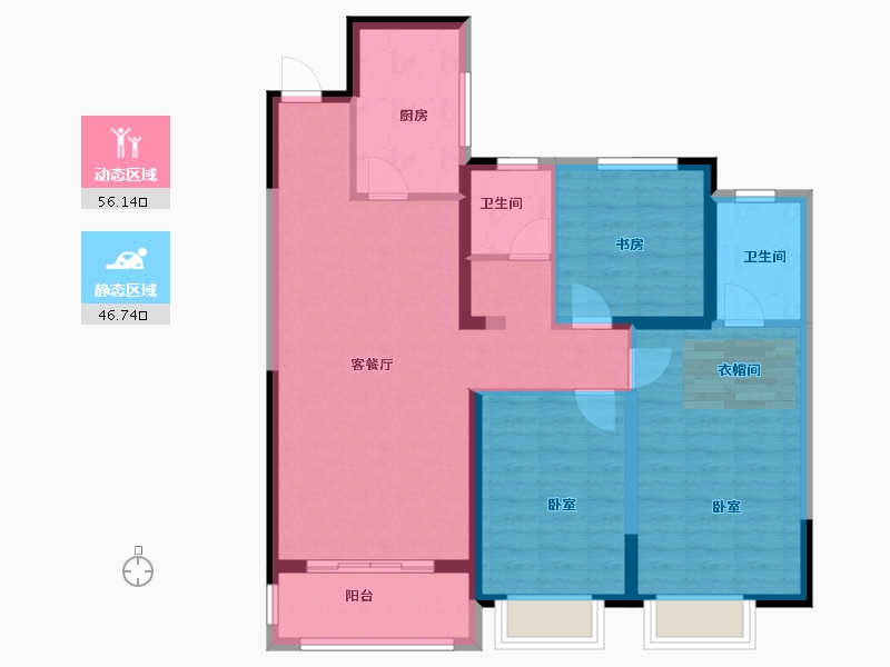 河南省-许昌市-万象三期水岸香郡-92.00-户型库-动静分区