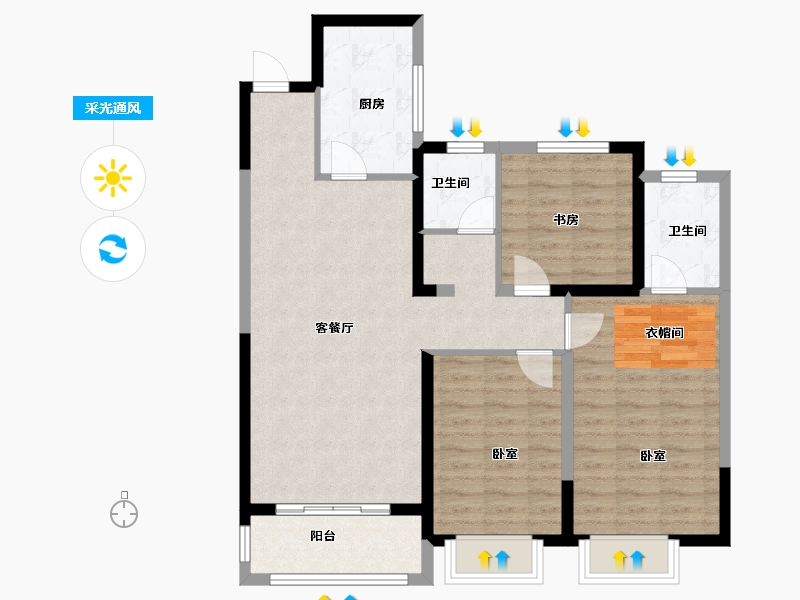 河南省-许昌市-万象三期水岸香郡-92.00-户型库-采光通风