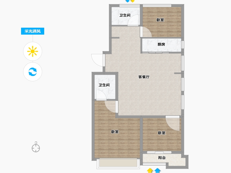 湖北省-武汉市-中德·金科学府-113.00-户型库-采光通风