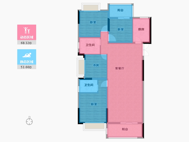 湖南省-长沙市-五矿•万境蓝山住宅-109.90-户型库-动静分区