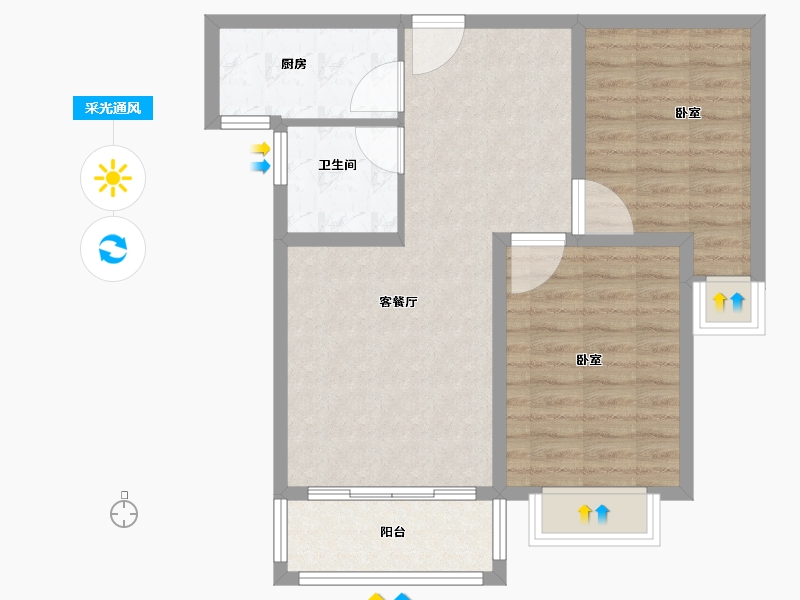 河南省-郑州市-志强理想名城-71.26-户型库-采光通风