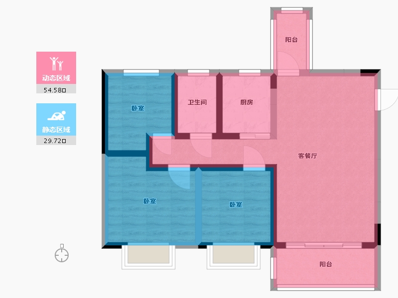 广东省-广州市-翡翠蓝湾璟峰-74.00-户型库-动静分区