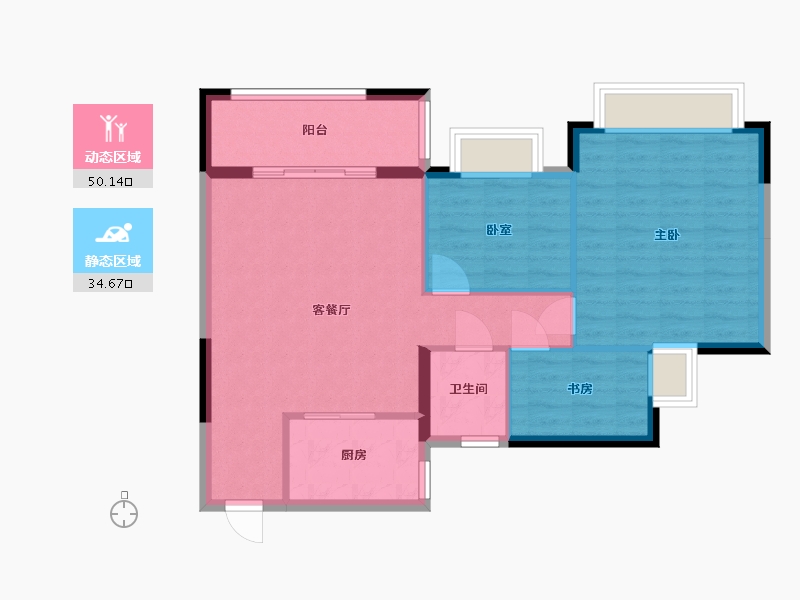 广东省-广州市-翡翠蓝湾璟峰-77.00-户型库-动静分区