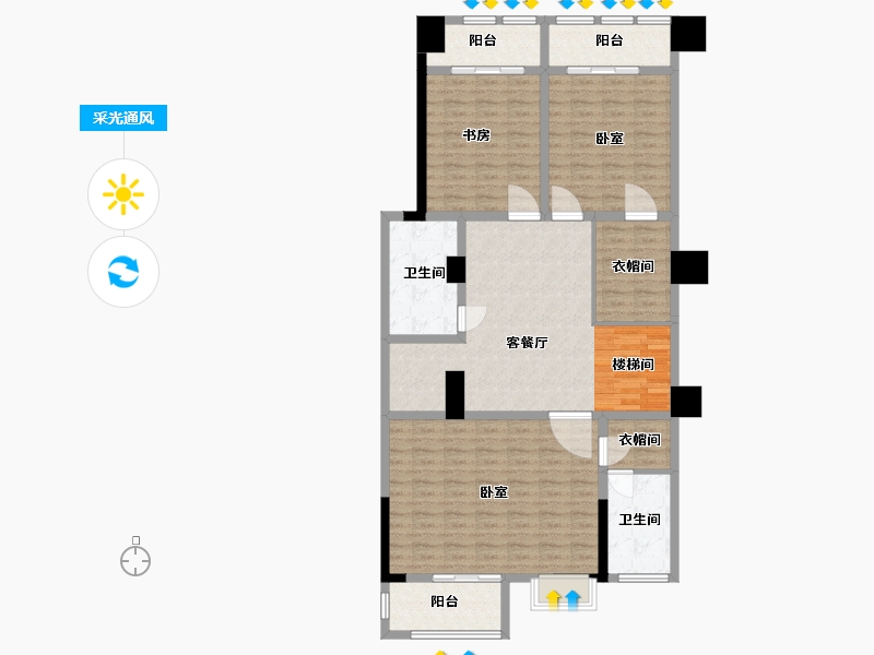 河南省-郑州市-郑东龙湖一号-129.93-户型库-采光通风