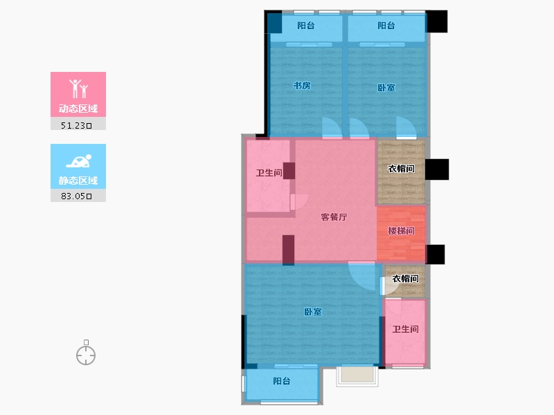 河南省-郑州市-郑东龙湖一号-129.93-户型库-动静分区