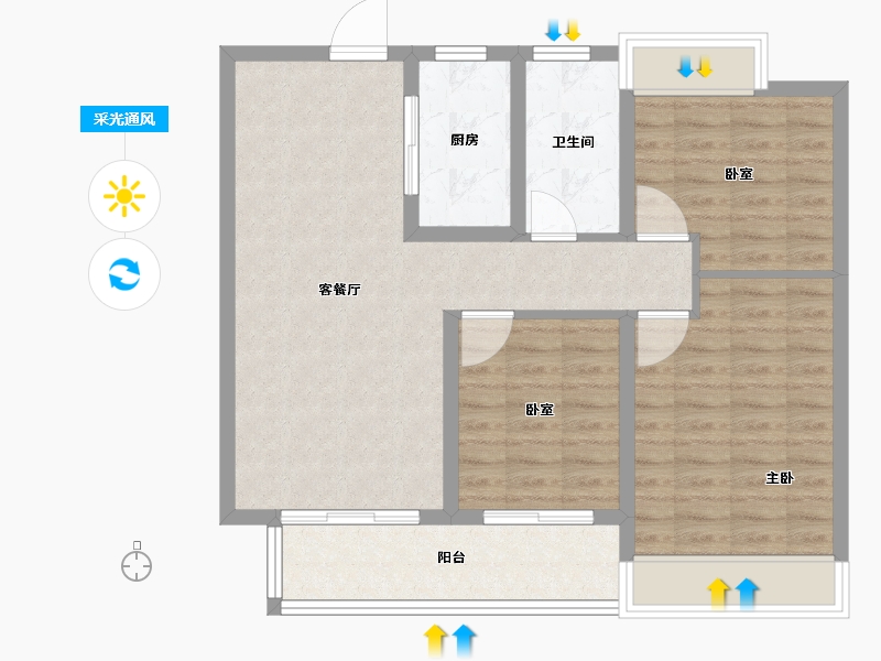 安徽省-六安市-时代悦府-84.09-户型库-采光通风