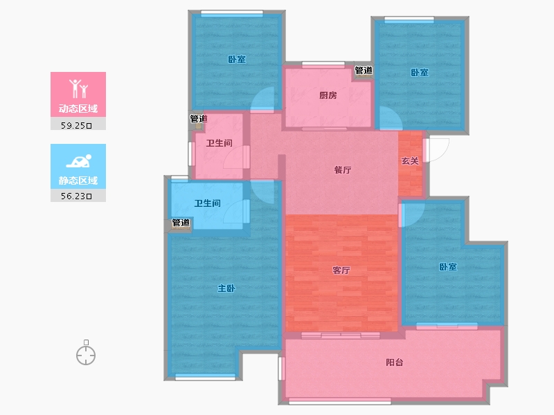 湖南省-衡阳市-皓嘉苑-103.59-户型库-动静分区