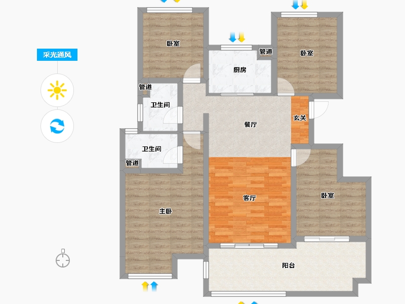 湖南省-衡阳市-皓嘉苑-103.59-户型库-采光通风