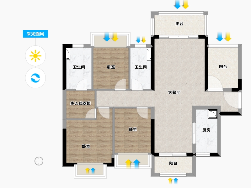 广东省-广州市-新城招商誉府-93.39-户型库-采光通风