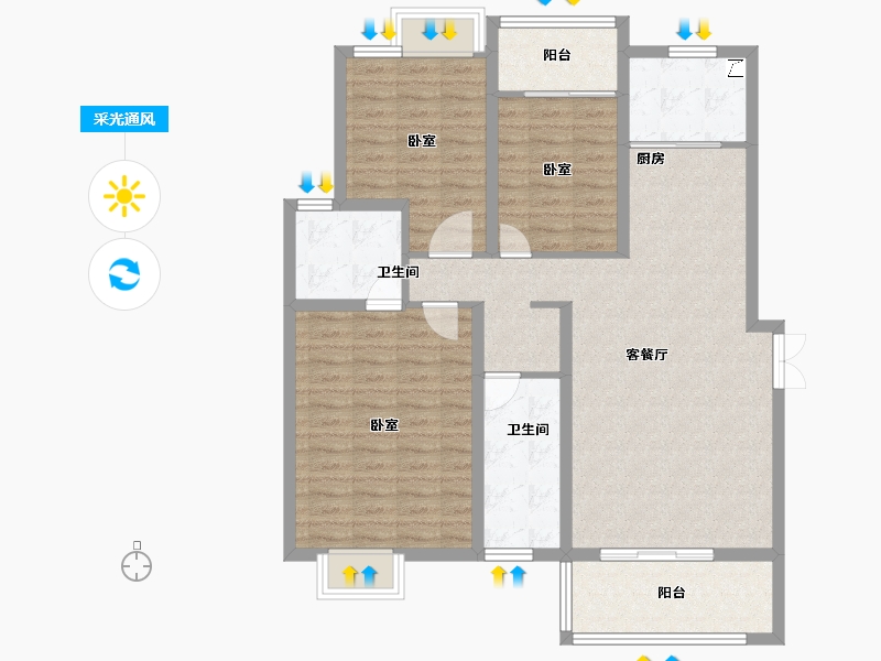 湖北省-孝感市-大悟绣江南-106.00-户型库-采光通风