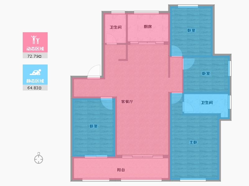 安徽省-六安市-天成金域华里-125.02-户型库-动静分区