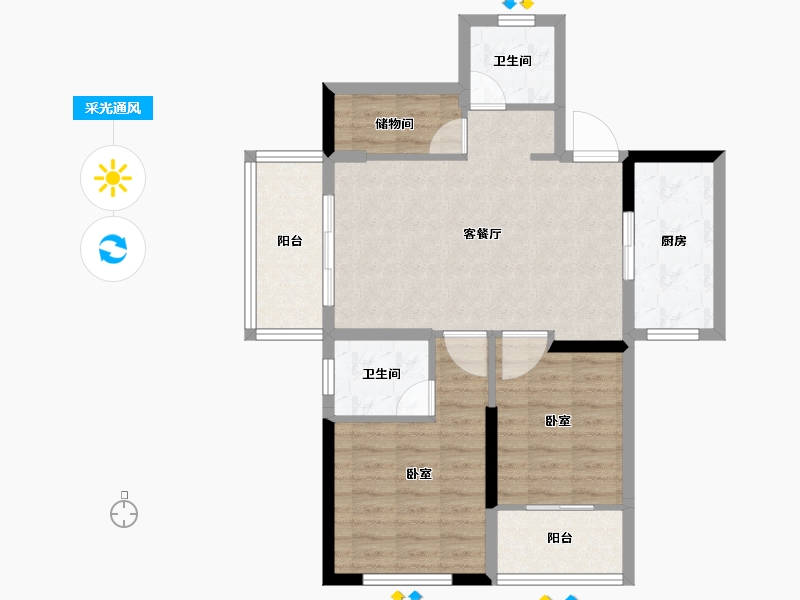 湖北省-十堰市-芳华里-77.17-户型库-采光通风