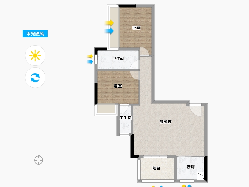 广东省-广州市-加富花园（二期）天悦-70.30-户型库-采光通风