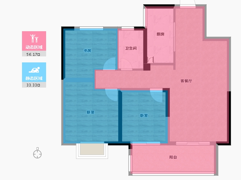 江苏省-镇江市-美的·悦岚山-80.00-户型库-动静分区