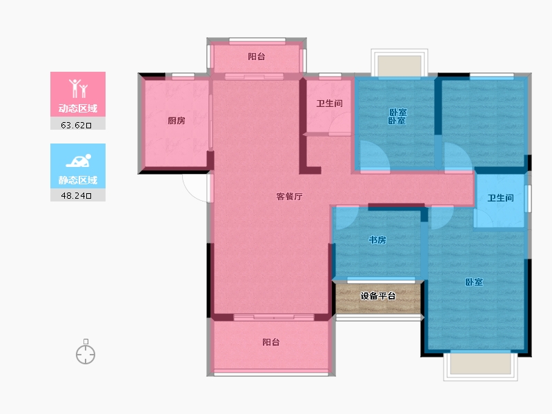 湖南省-长沙市-帝辰·金缇水郡-102.65-户型库-动静分区