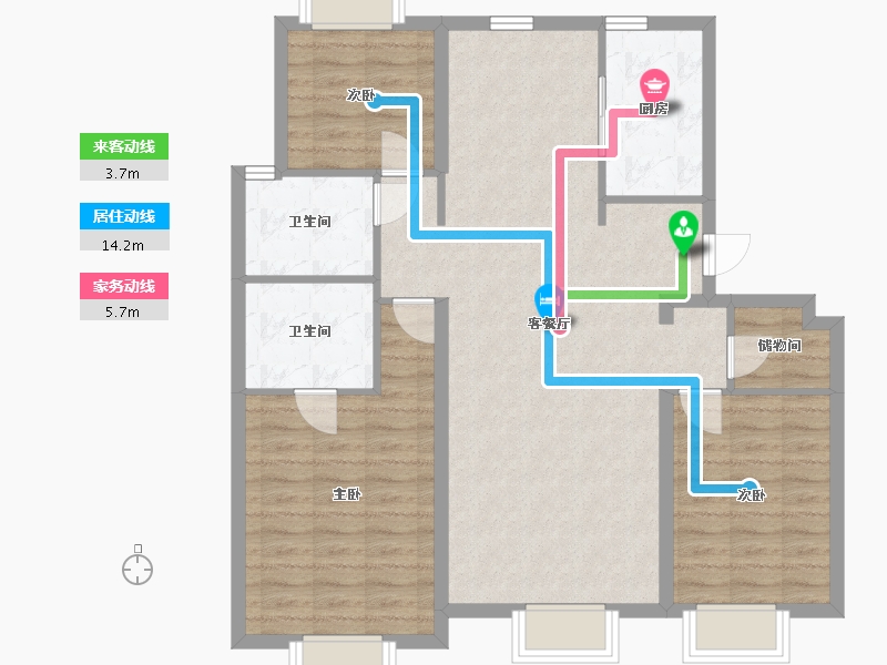 吉林省-长春市-中海·玺悦洋房-99.91-户型库-动静线