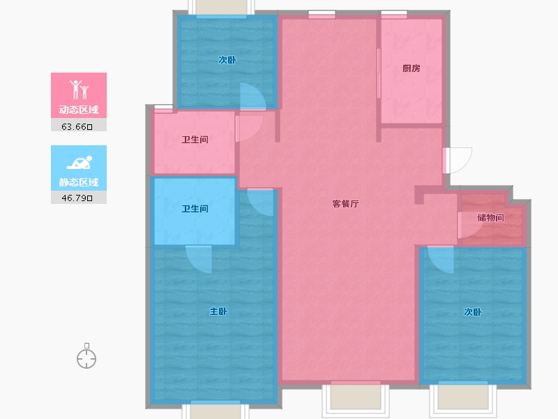 吉林省-长春市-中海·玺悦洋房-99.91-户型库-动静分区