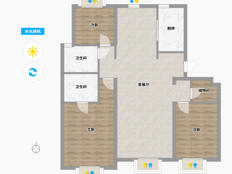 吉林省-长春市-中海·玺悦洋房-99.91-户型库-采光通风