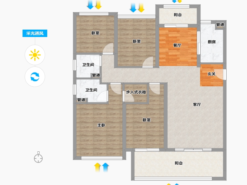 湖南省-衡阳市-皓嘉苑-111.15-户型库-采光通风