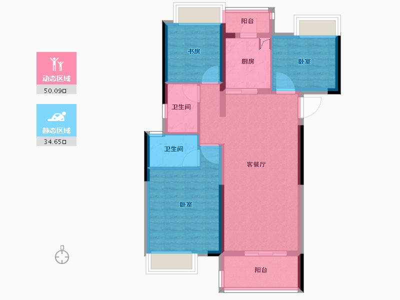 湖北省-荆州市-奥园学府里-75.13-户型库-动静分区