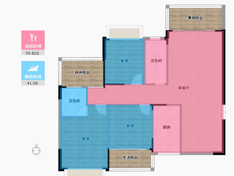 湖南省-邵阳市-江岸景苑二期-107.23-户型库-动静分区