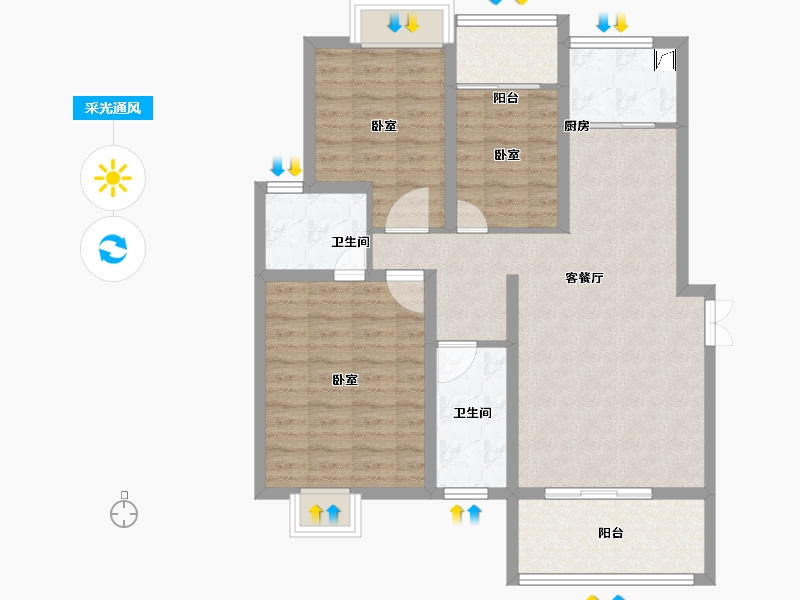 湖北省-孝感市-大悟绣江南-91.00-户型库-采光通风