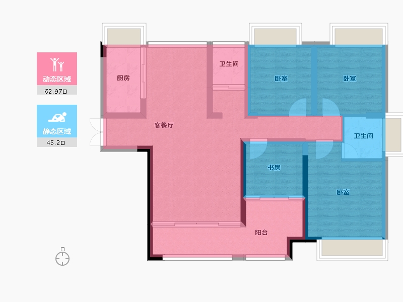 湖南省-常德市-汉寿欢乐城公园世家-96.71-户型库-动静分区