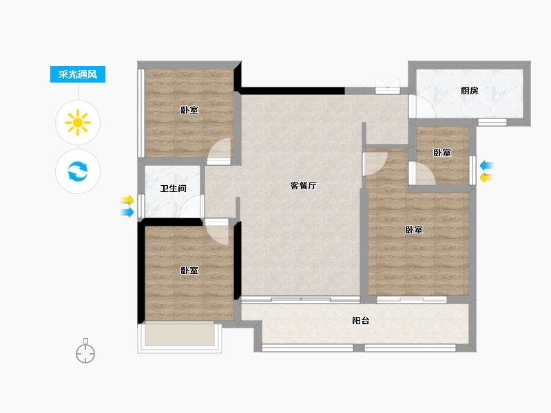 湖南省-常德市-汉寿欢乐城公园世家-88.15-户型库-采光通风