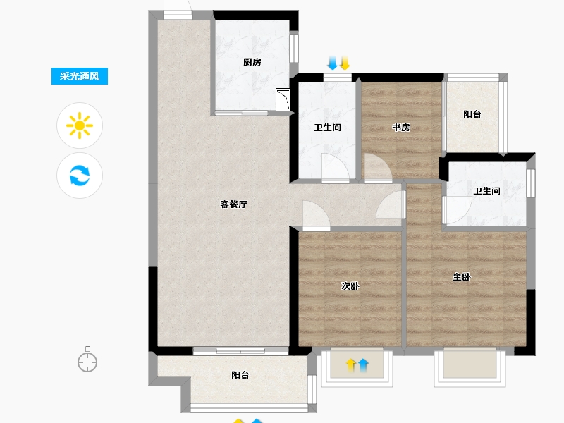 广东省-广州市-融创清城首府-76.00-户型库-采光通风