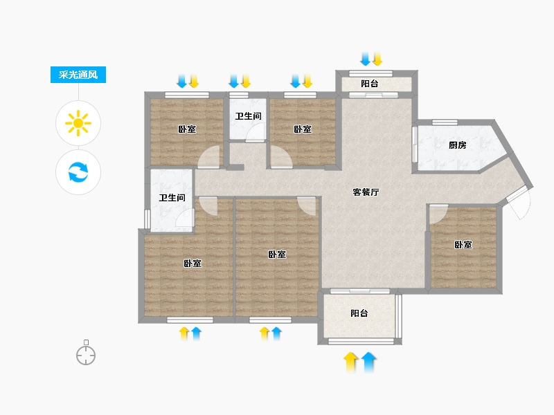 湖南省-长沙市-鸿海·公园里-126.03-户型库-采光通风