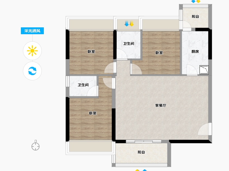 广东省-广州市-加富花园（二期）天悦-83.75-户型库-采光通风