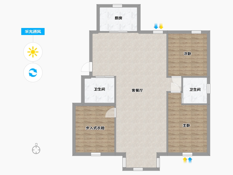 吉林省-长春市-恒泰郡城-100.92-户型库-采光通风