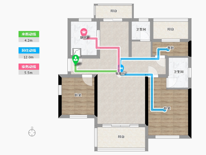 湖北省-十堰市-芳华里-82.57-户型库-动静线