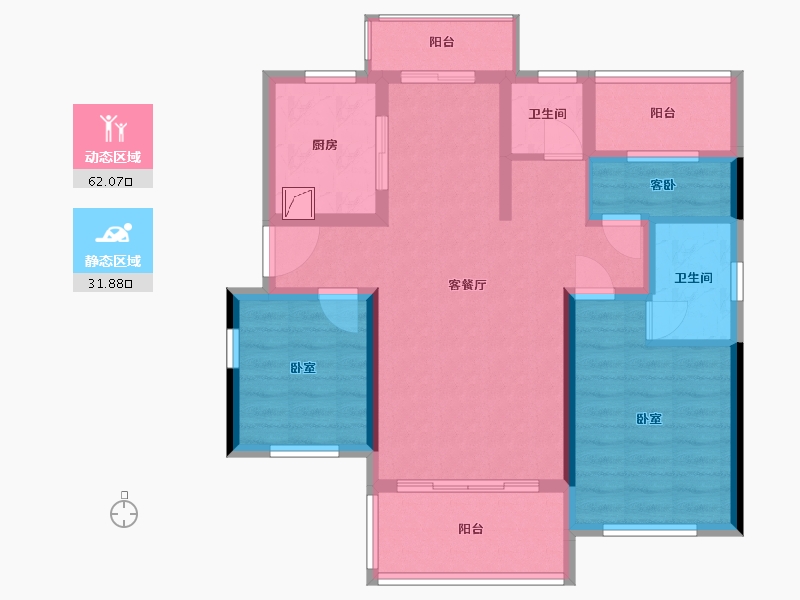 湖北省-十堰市-芳华里-82.57-户型库-动静分区