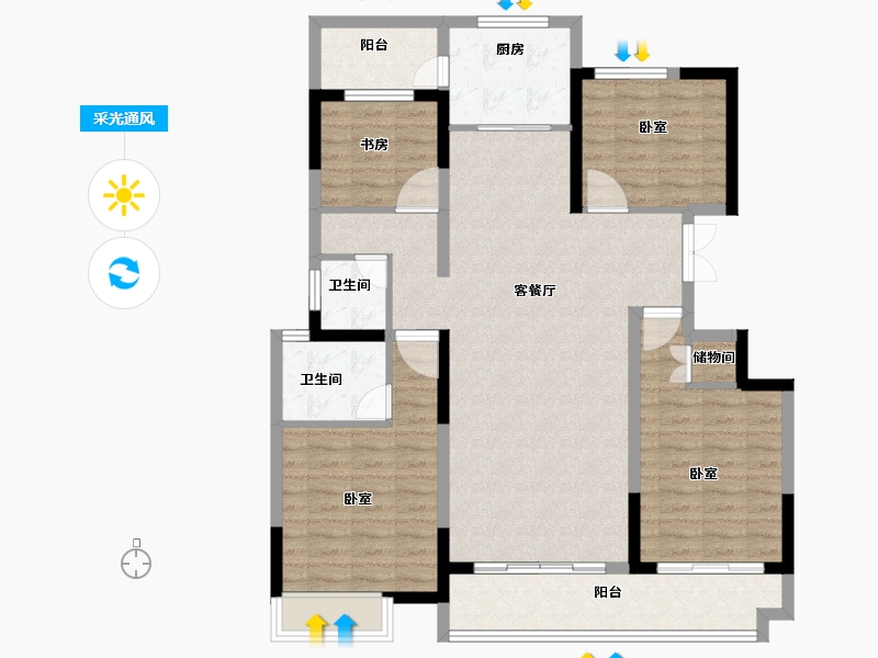 河南省-郑州市-五建新街坊-112.25-户型库-采光通风