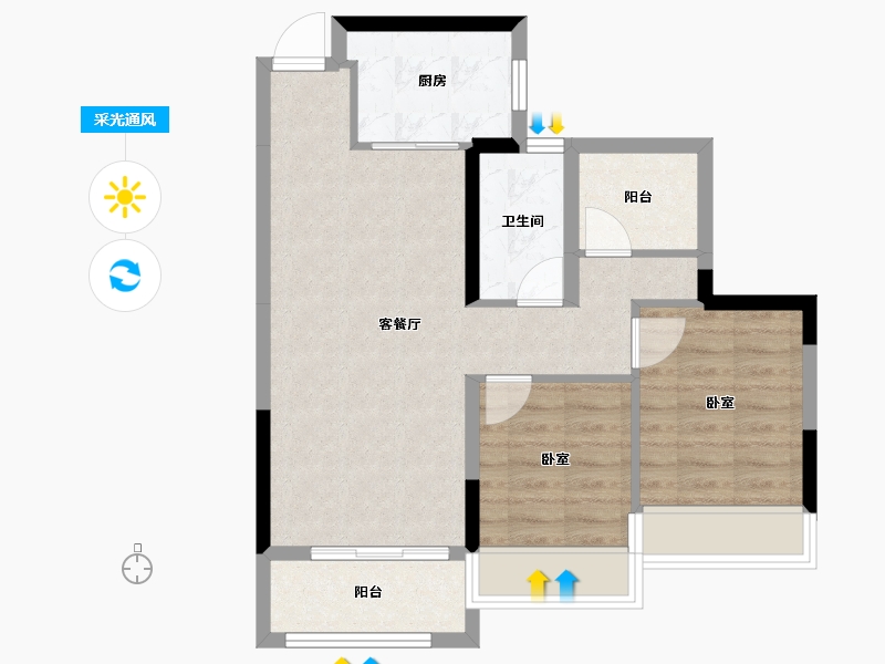 广东省-珠海市-广银大都会-64.58-户型库-采光通风