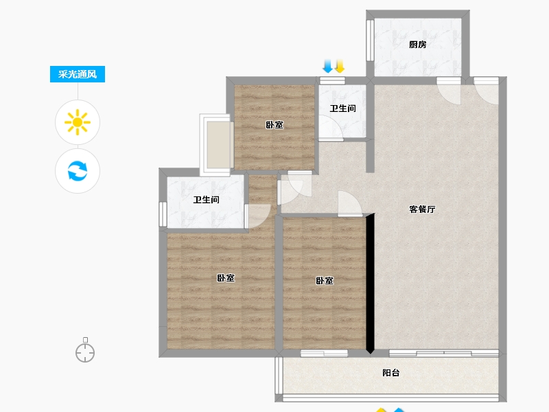 湖南省-郴州市-御景湾人和好景-93.16-户型库-采光通风