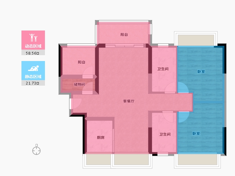 广东省-佛山市-上坤翰林湖壹号-71.00-户型库-动静分区