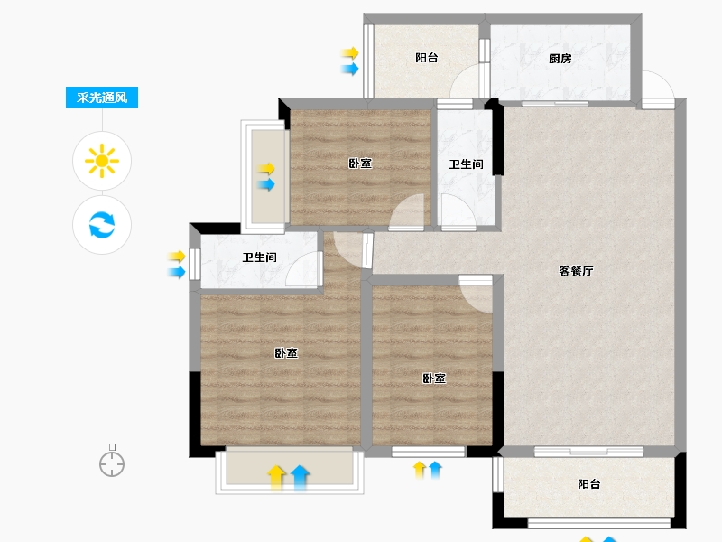 广东省-佛山市-明城壹号-86.98-户型库-采光通风