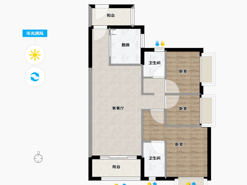 广东省-江门市-时代雁山湖（鹤山）-76.01-户型库-采光通风