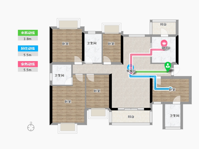 广东省-佛山市-恒大滨江御府-106.00-户型库-动静线