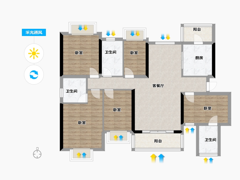 广东省-佛山市-恒大滨江御府-106.00-户型库-采光通风